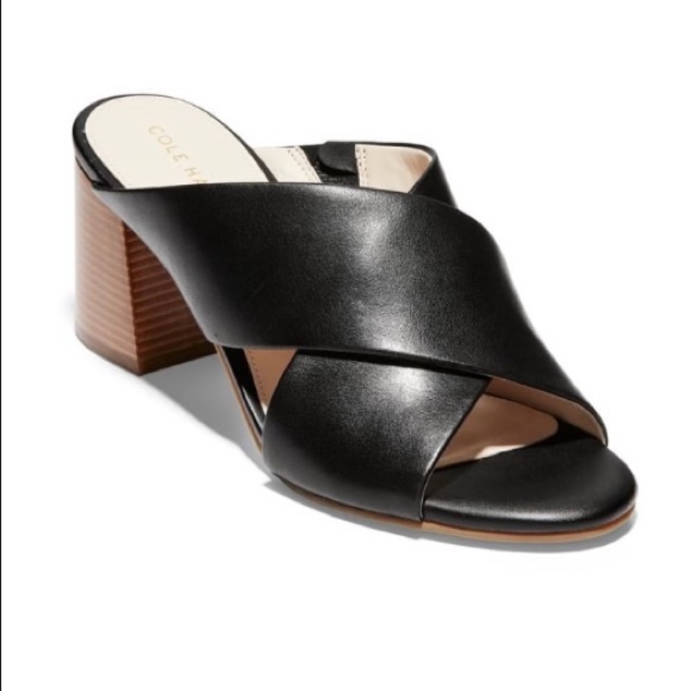 Cole Haan Dakota Leather Crisscross Heel Sandal
